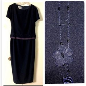 YVES COSSETTE DEPECHE Mode Dress size 8 Evening Party Silk Combo Waist Beaded